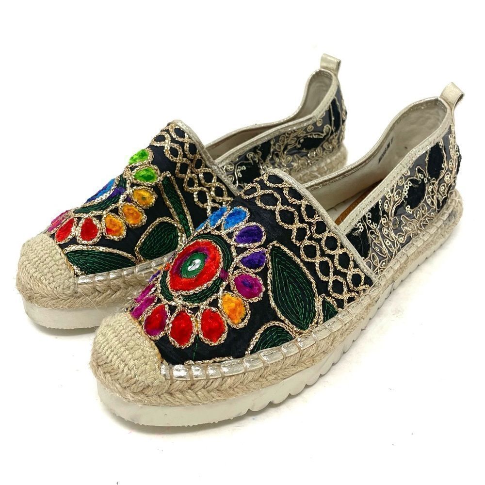 Patrizia By Spring Step Maylis Slip On Embellished Espadrille Black Size 37 - Picture 1 of 6